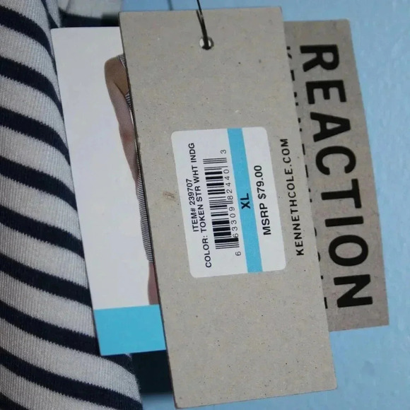 Reaction Kenneth Cole Navy and White Striped Sleeveless Rounded Neck Dress XL - Picture 4 of 14